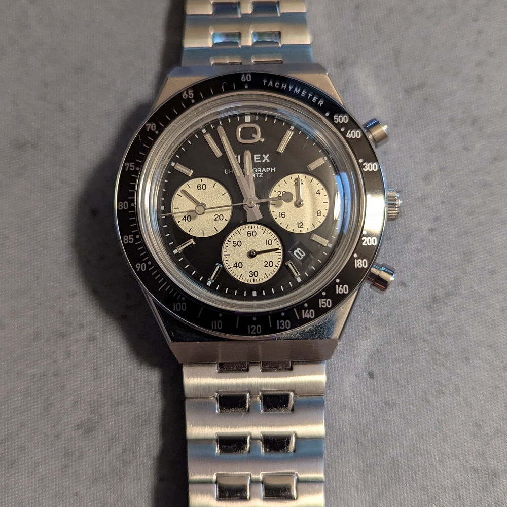 Q Timex Chronograph Silver Watch